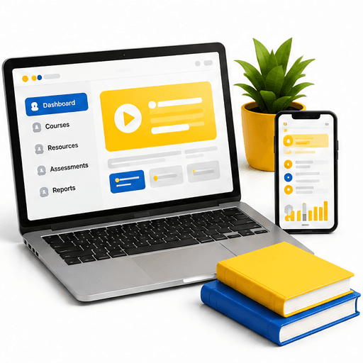 Laptop and phone showing a learning dashboard