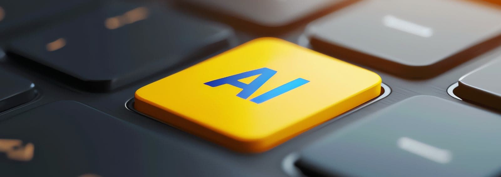 Close-up of a yellow keyboard key marked with a blue 'AI'