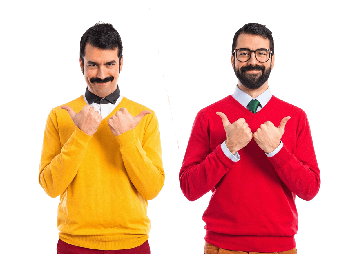 Two smiling Edutain 360 team members giving thumbs up