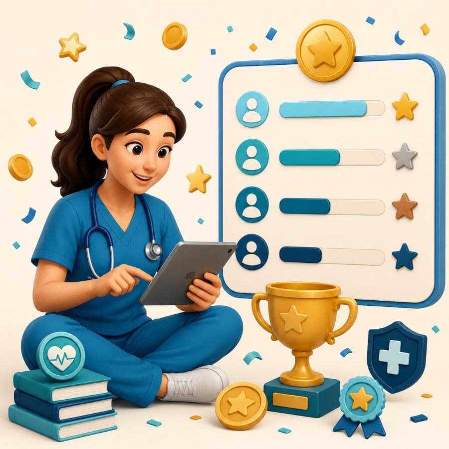 Learner earning points on a gamified leaderboard